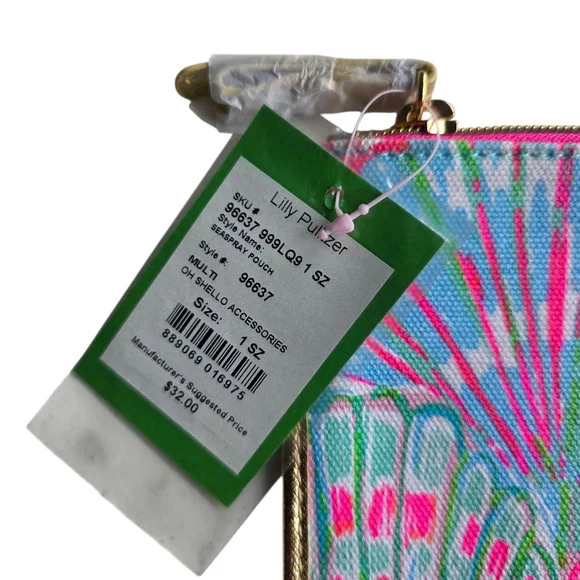 Lilly Pulitzer Seaspray Pouch. Colorful Seashell Clutch Style # 96637 - Picture 4 of 7
